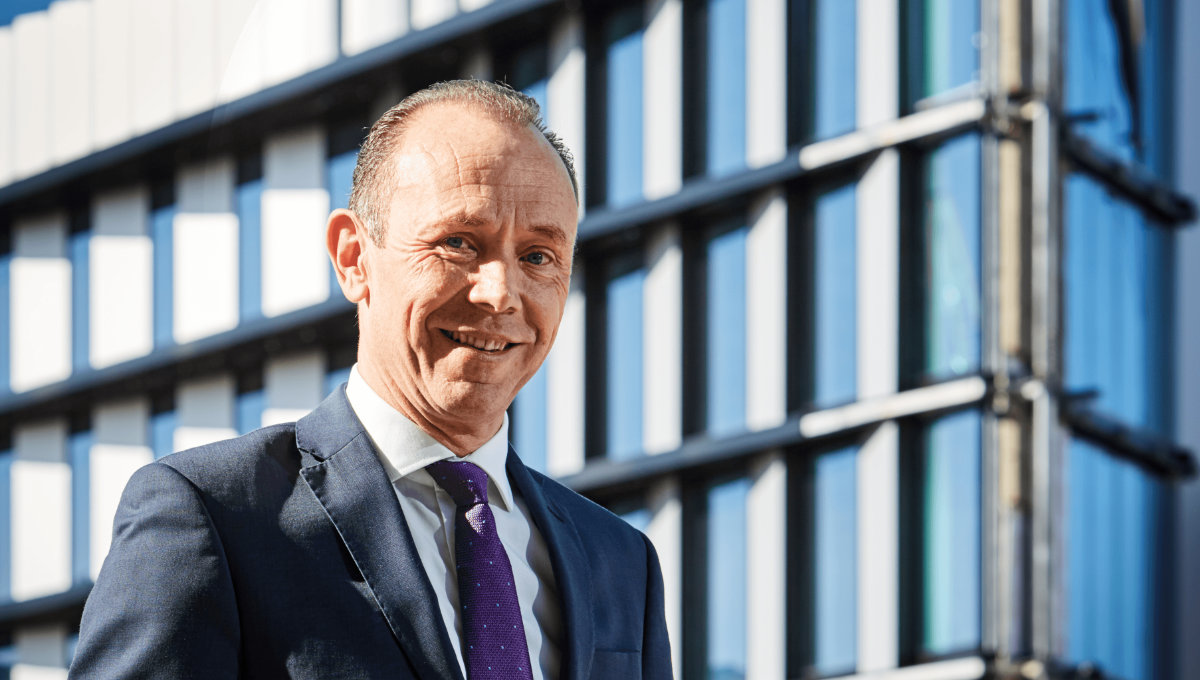 Close up of Dr Martin Stow stood outside the Nexus building