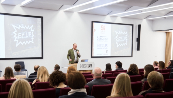 Barry Singleton from Scled Insights presents at an event in the lecture theatre in Nexus