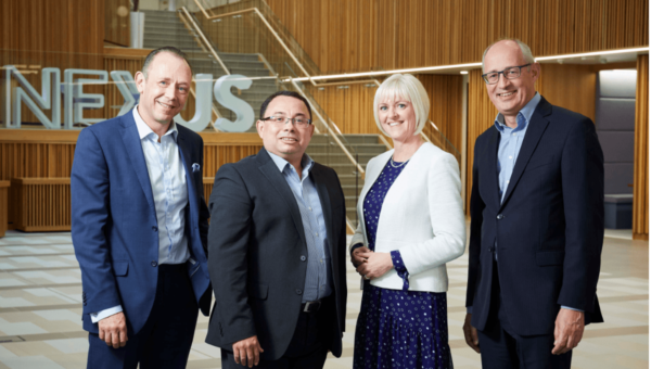 <P ALIGN=LEFT>Left to right: Dr Martin Stow - Nexus Director, Harry Barraza - Relationship Development Director at LGC, Professor Lisa Roberts - Deputy Vice-Chancellor: Research & Innovation at the University of Leeds and Professor Julian Braybrook - UK Government Chemist and Director of Measurement Science at the National Measurement Laboratory</P>