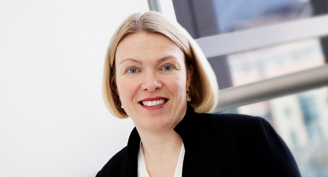 Head and shoulders shot of Beckie Hart from the Confederation of British Industry, CBI smiling to camera