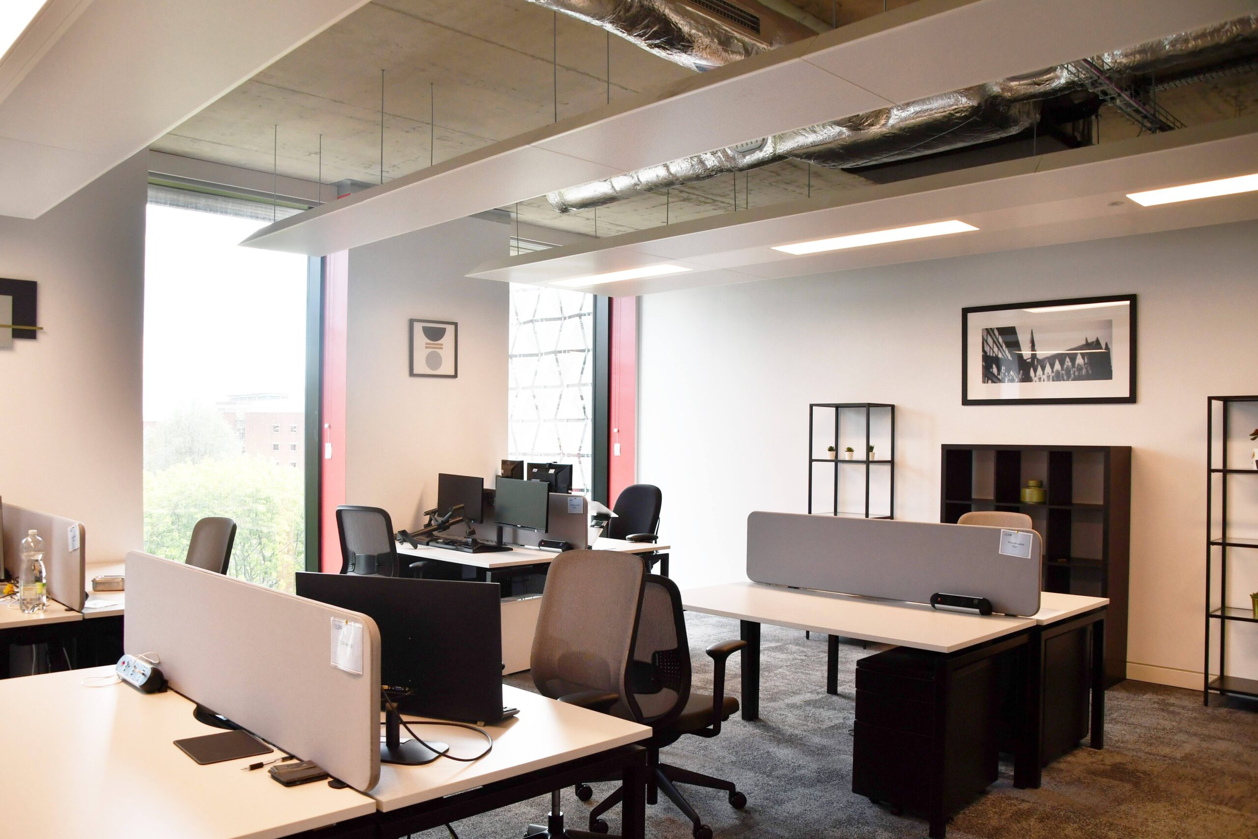 Private desk in a co-working space.