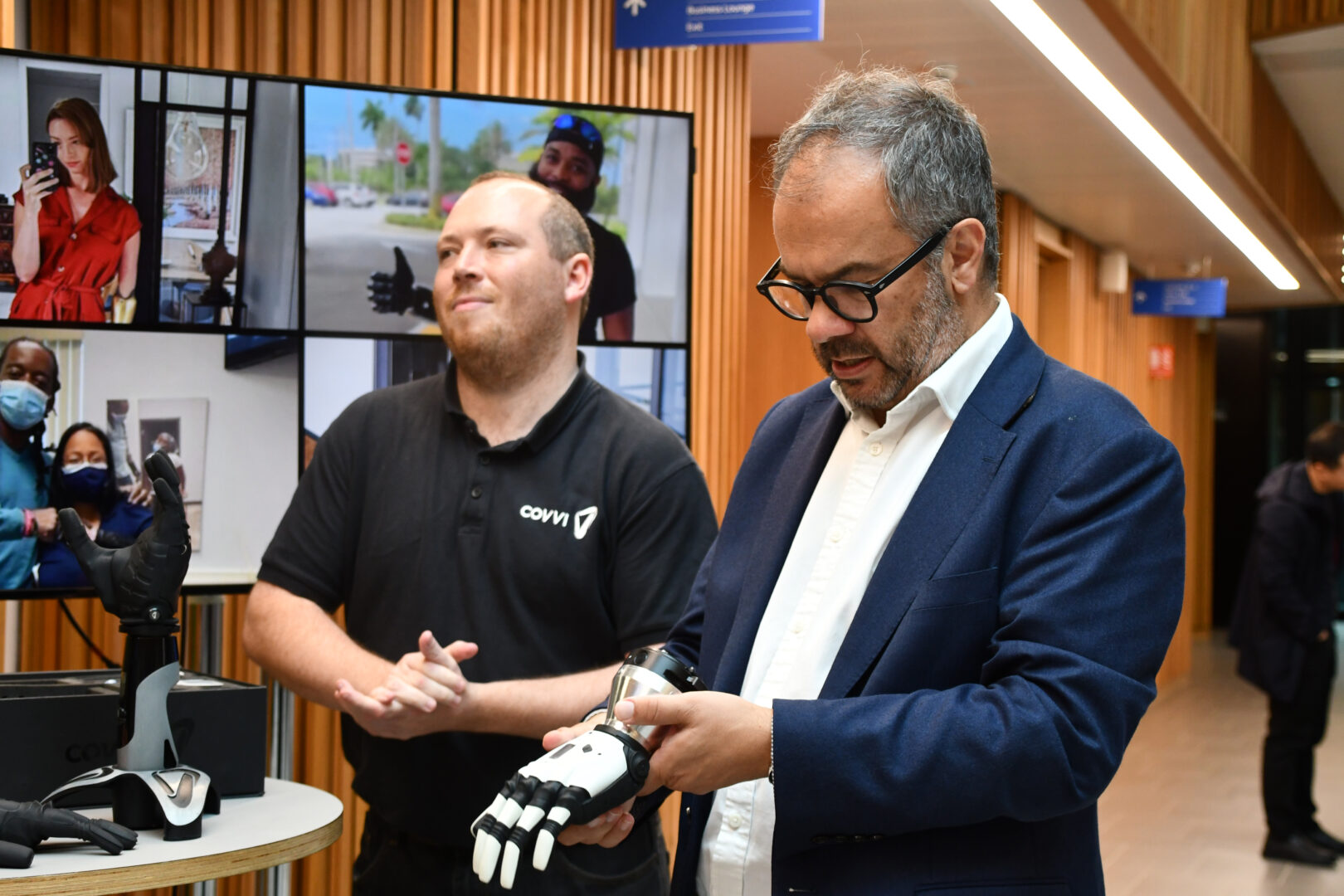 Paul Scully MP operates a COVVI robotic hand in Nexus.
