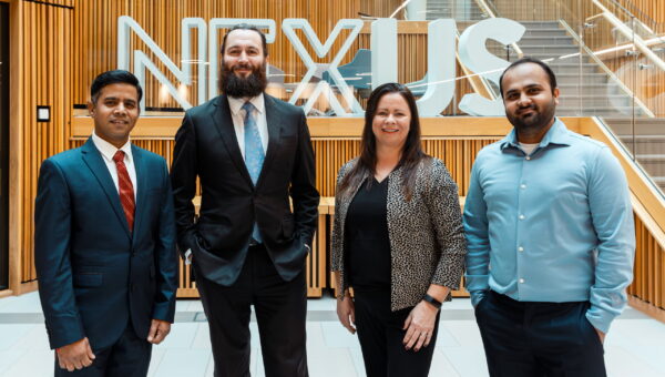 Image: Dr Kanhu Charan Pattnayak, Professor Iain Clacher, Patricia Grant, Dr Anubhav Choudhary
